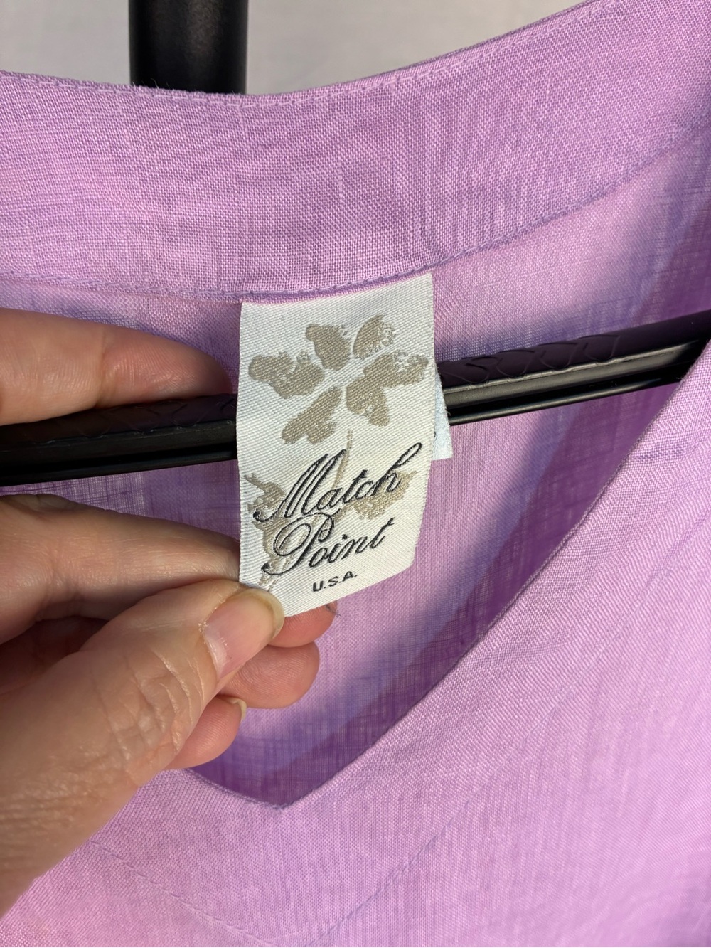 Match Point 100% Linen Lavender Tunic Top XL - Picture 5 of 8